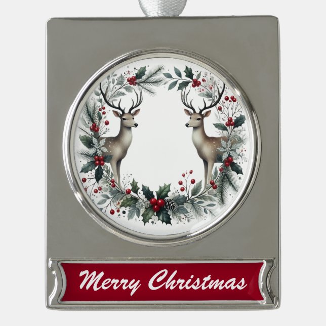 Reindeer Wreath – Elegant Christmas Ornament (Front)