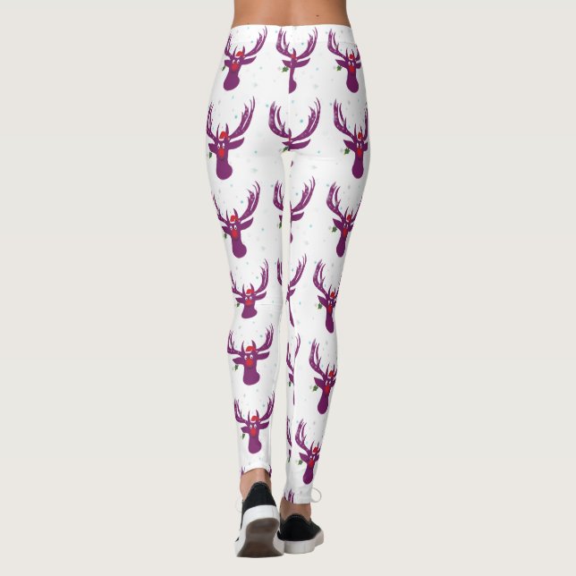 Reindeer X-mas Celebration Leggings, M Leggings (Back)