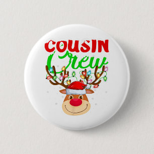 Reindeer Xmas Lights Cousin Crew Reindeer Christma 6 Cm Round Badge