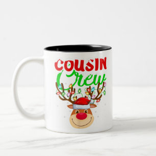Reindeer Xmas Lights Cousin Crew Reindeer Christma Two-Tone Coffee Mug