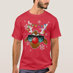 Reindeer Xmas Lights Sunglasses Family Merry Chris T-Shirt