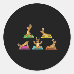 Reindeer Yoga Outfit Ladies Meditation Santa Claus Classic Round Sticker