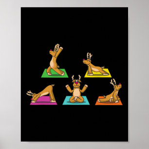 Reindeer Yoga Outfit Ladies Meditation Santa Claus Poster