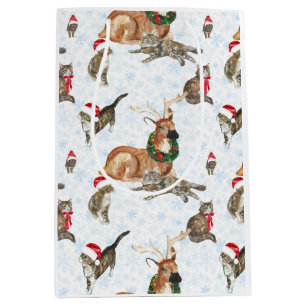 Reindeers and Kitty Cats Medium Gift Bag