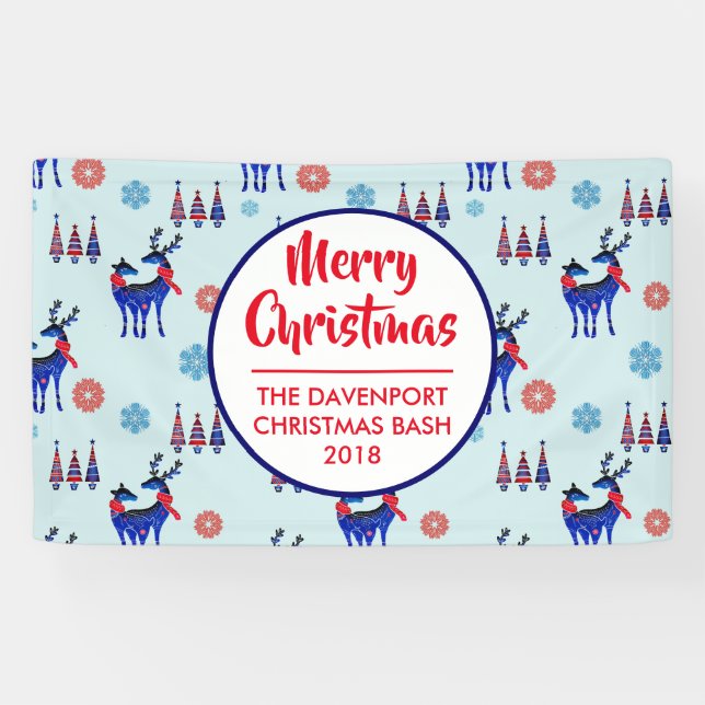 Reindeers, Christmas Trees and Snowflakes Pattern Banner (Horizontal)