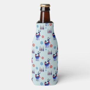 Reindeers, Christmas Trees and Snowflakes Pattern Bottle Cooler