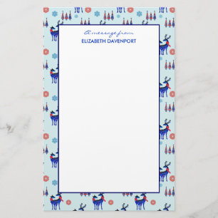Reindeers, Christmas Trees and Snowflakes Pattern Stationery