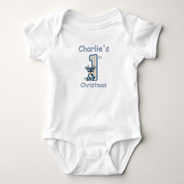 Reindeer's First Christmas! Baby Bodysuit (Front)