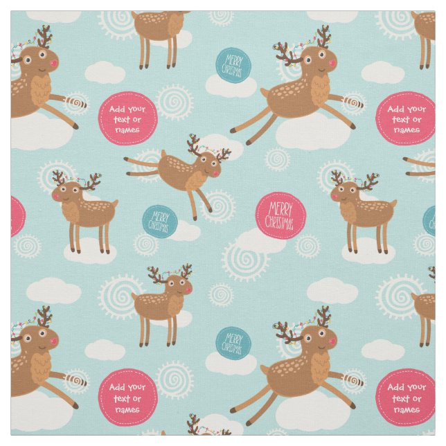 Reindeers Flying Custom Christmas Fabric (Swatch)