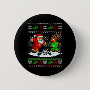 Reindeers Playing Soccer Ugly Christmas Sweater Xm 6 Cm Round Badge