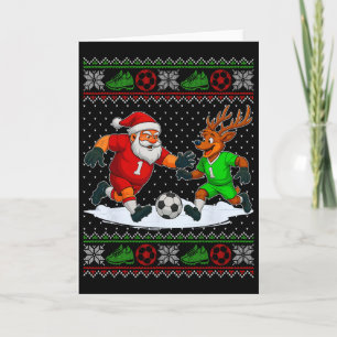 Reindeers Playing Soccer Ugly Christmas Sweater Xm Card