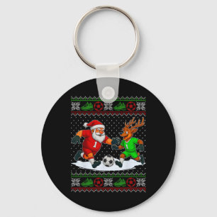 Reindeers Playing Soccer Ugly Christmas Sweater Xm Key Ring
