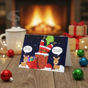 Reindeer's Smelly Christmas Funny Farting Santa Holiday Card