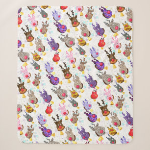 Reindeers with Bells Christmas Baby Sherpa Blanket