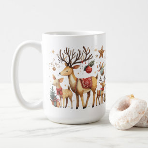 Reindeers with Christmas backdrop Coffee Mug