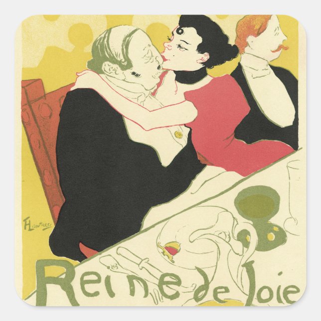 Reine de Joie (Queen of Pleasure) Toulouse Lautrec Square Sticker (Front)