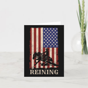 Reining Horse July 4th Flag Funny Equestrian Gift Card
