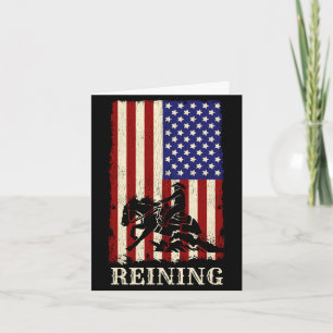 Reining horse july 4th flag funny equestrian gift card