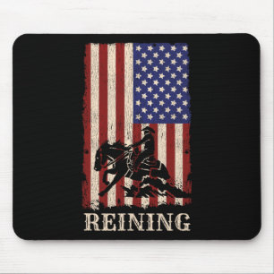 Reining Horse July 4th Flag Funny Equestrian Gift Mouse Mat