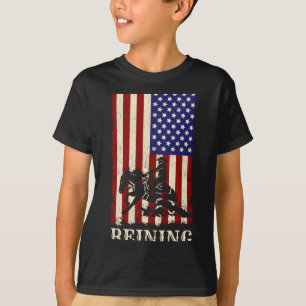 Reining horse july 4th flag funny equestrian gift T-Shirt