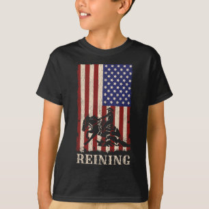 Reining Horse July 4th Flag Funny Equestrian Gift T-Shirt