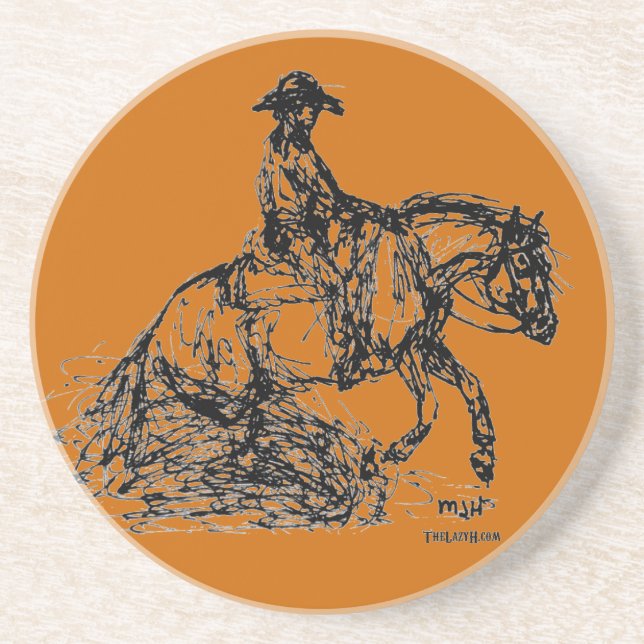 Reining Horse Simple Sketch Coaster (Front)