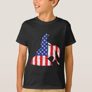 Reining Horse Usa Flag American Inside Me Horsebac T-Shirt