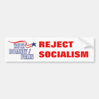 REJECT SOCIALISM Romney Palin - Customised Bumper Sticker