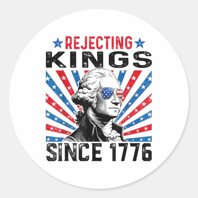 Rejecting Kings Since 1776 Distressed Usa Flag Vin Classic Round Sticker (Front)