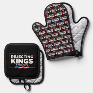 Rejecting Kings Since 1776 Patriotic USA Flag Oven Mitt & Pot Holder Set