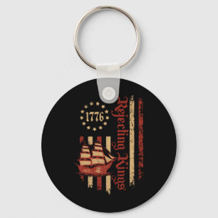 Rejecting Kings Since 1776 Patriotic Usa Flag Retr Key Ring