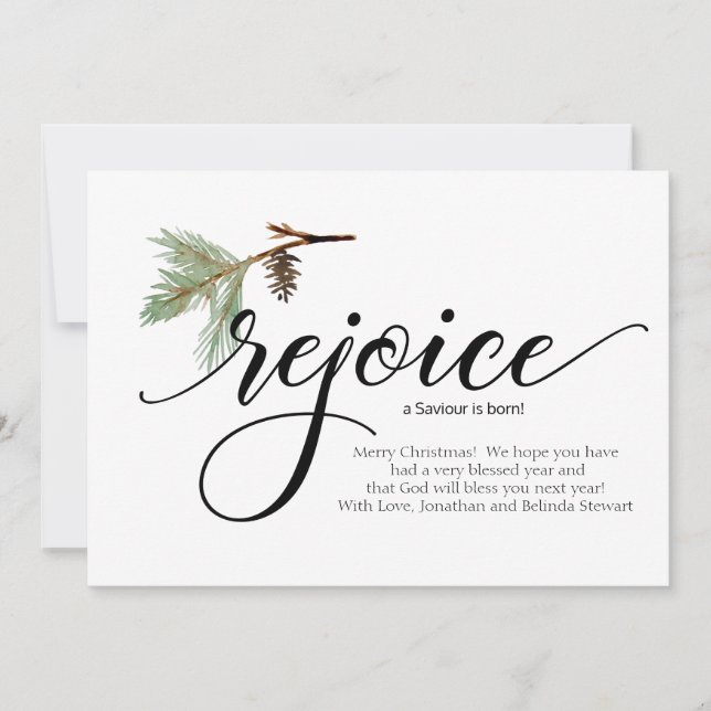 REJOICE A SAVIOUR IS BORN - Christmas photo Card (Front)