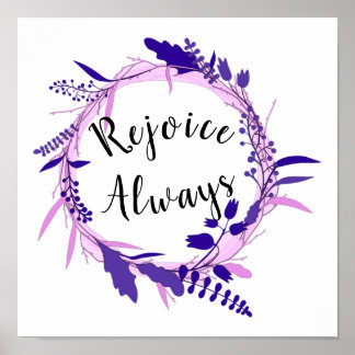 Rejoice Always 1 Thessalonians 5:16-18 Christian Poster