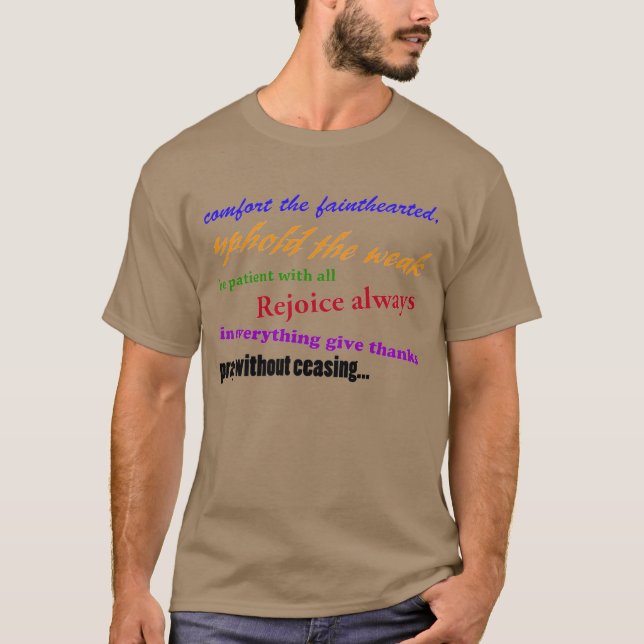 Rejoice Always Bible Quote T-Shirt (Front)