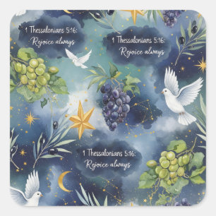 Rejoice always square sticker