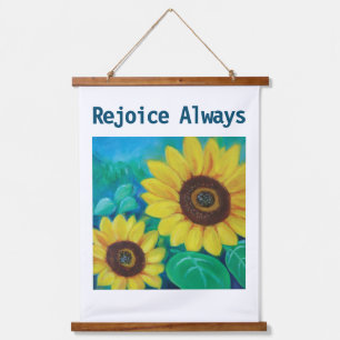 Rejoice Always Sunflowers Hanging Tapestry
