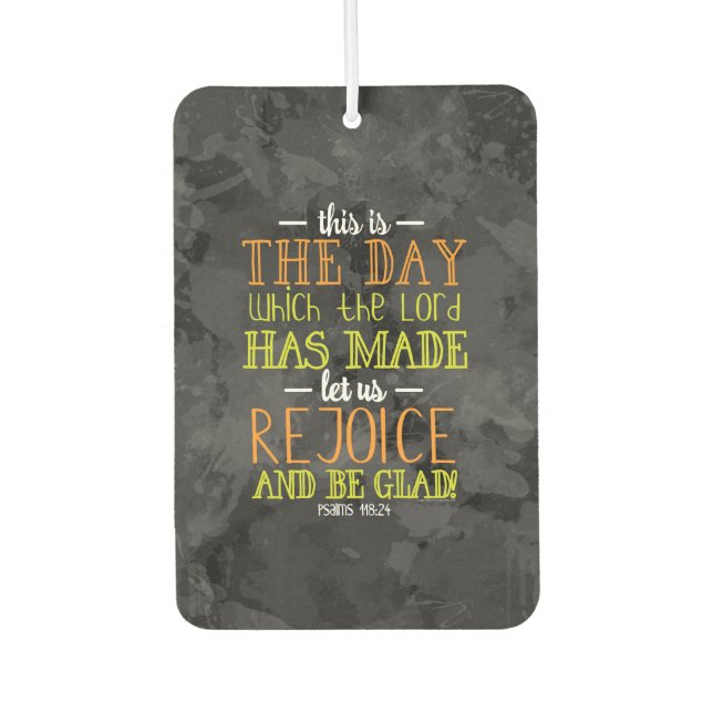 Rejoice and Be Glad Typography Bible Verse Modern Car Air Freshener (Front)