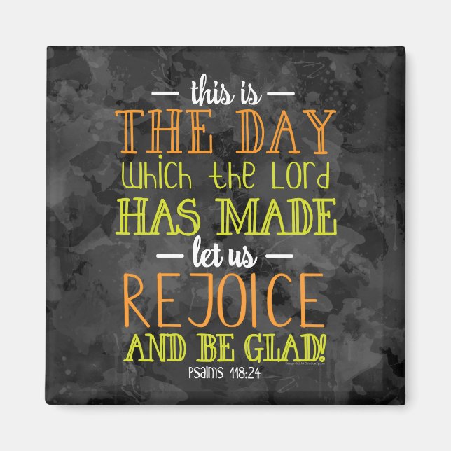 Rejoice and Be Glad Typography Bible Verse Modern Magnet (Front)