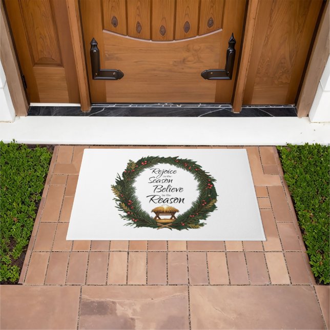 Rejoice and believe nativity doormat (Outdoor)