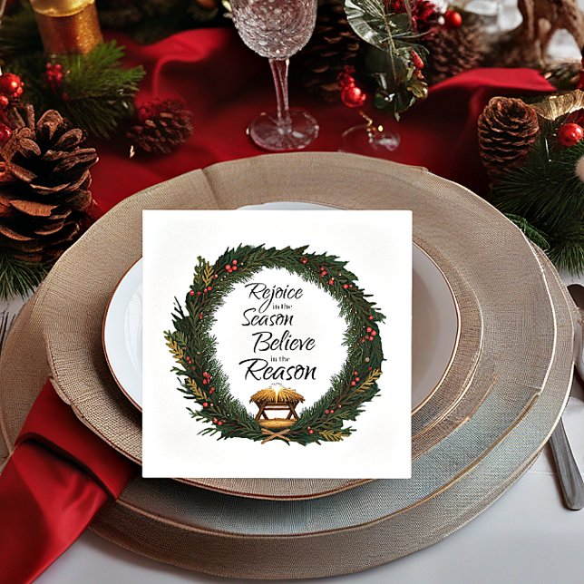 Rejoice and believe nativity napkin (Creator Uploaded)