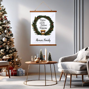 Rejoice and believe nativity personalised hanging tapestry