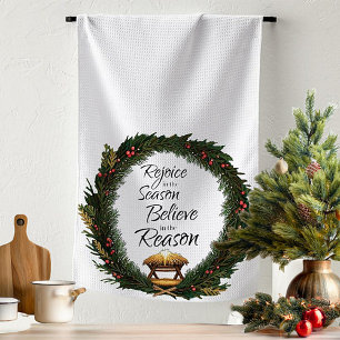 Rejoice and believe nativity tea towel