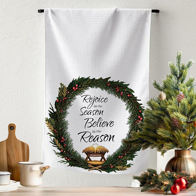 Rejoice and believe nativity tea towel (Creator Uploaded)