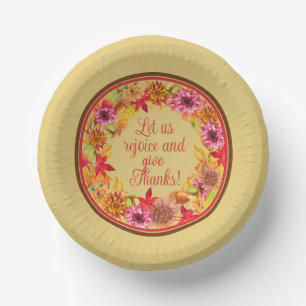 Rejoice and Give Thanks Autumn Foliage Wreath Paper Plate
