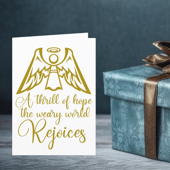 Rejoice Angel Elegant Gold Religious Christmas Holiday Card (Creator Uploaded)