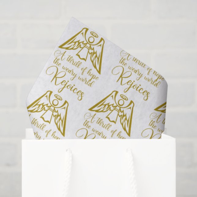 Rejoice Angel Elegant Gold Religious Christmas Tissue Paper (Gift Bag)