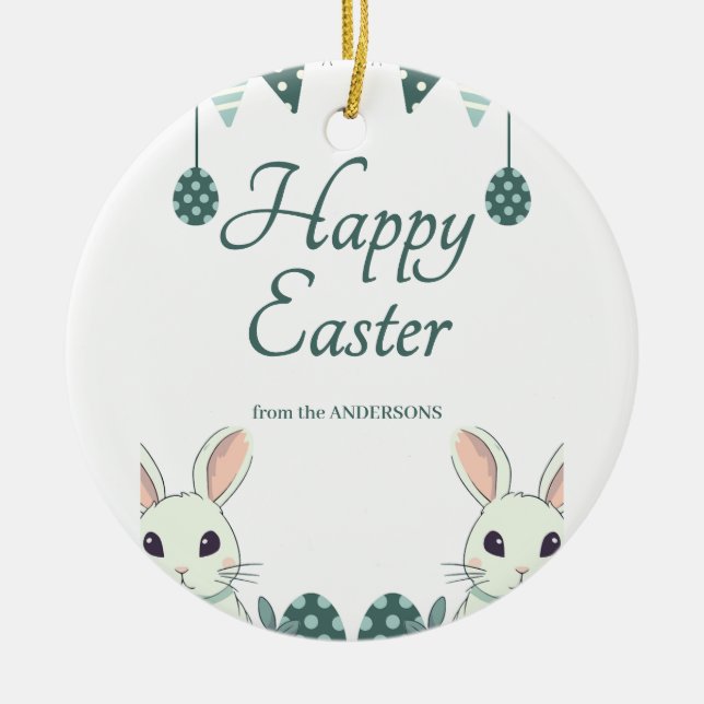 "Rejoice & Celebrate: Easter Wishes for You" Ceramic Tree Decoration (Front)