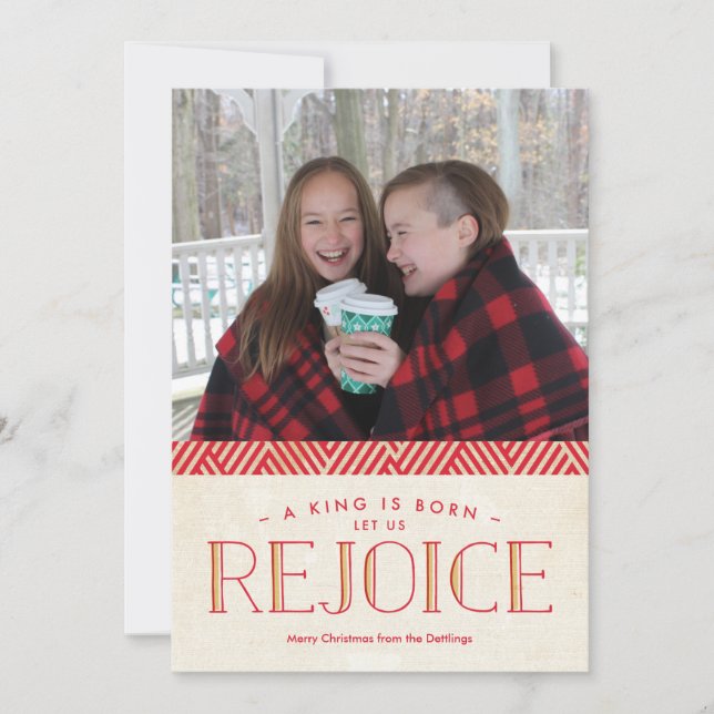 Rejoice Christmas Photo Card (Front)