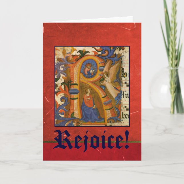Rejoice! Customisable Christmas Angel Holiday Card (Front)