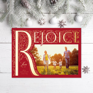 Rejoice Filagree Christian Foil Holiday Card